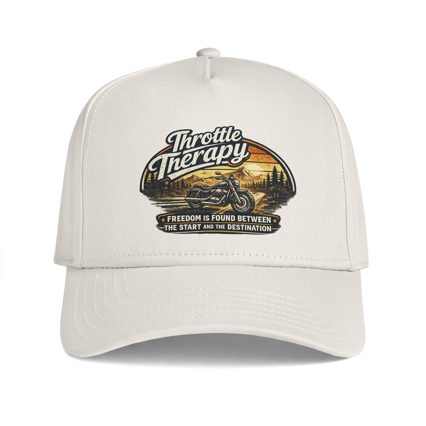 Throttle Therapy motorcycle cap | Freedom is found between the start and the destination