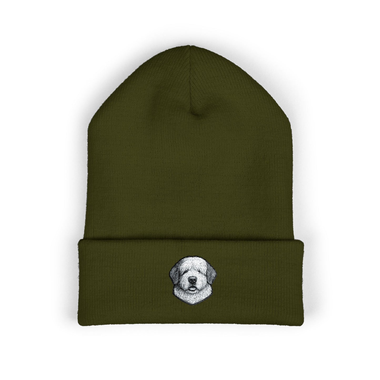 Old English Sheepdog Embroidered Beanie | Cuffed Knit Hat