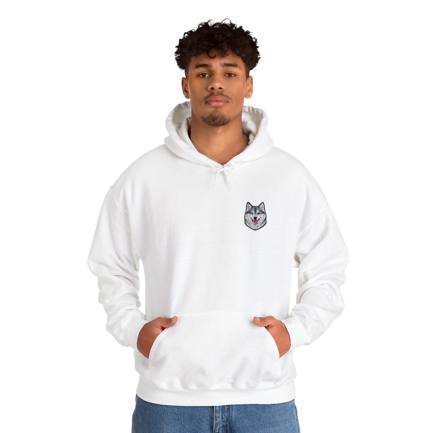 Alaskan Klee Kai embroidered design on hooded sweatshirt