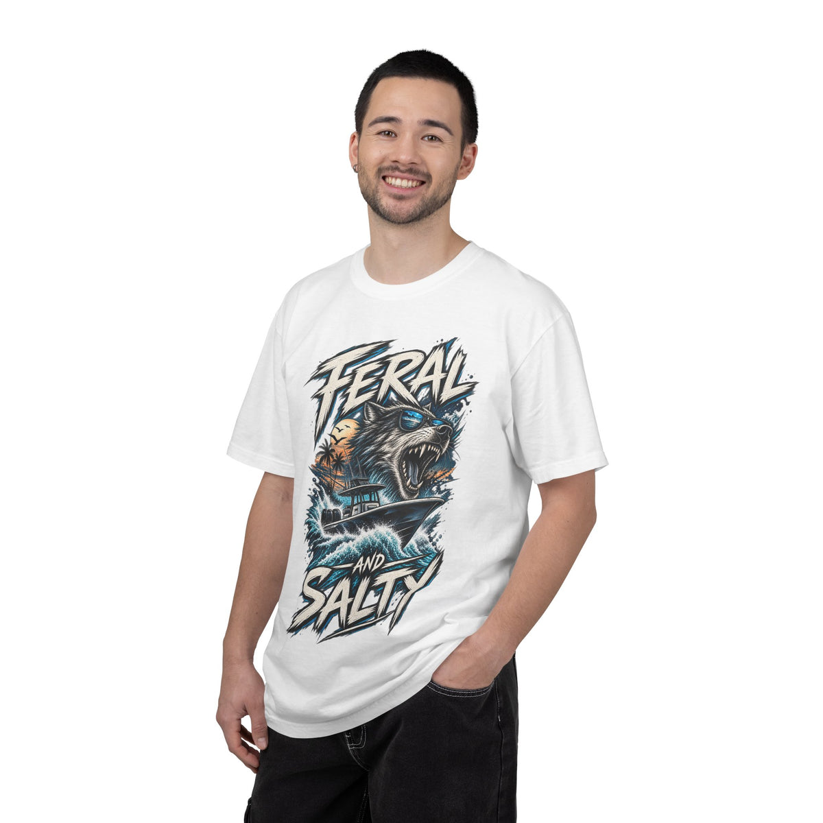 T-Shirt — "Feral and Salty" Aggressive Sea Bear Graphic Tee