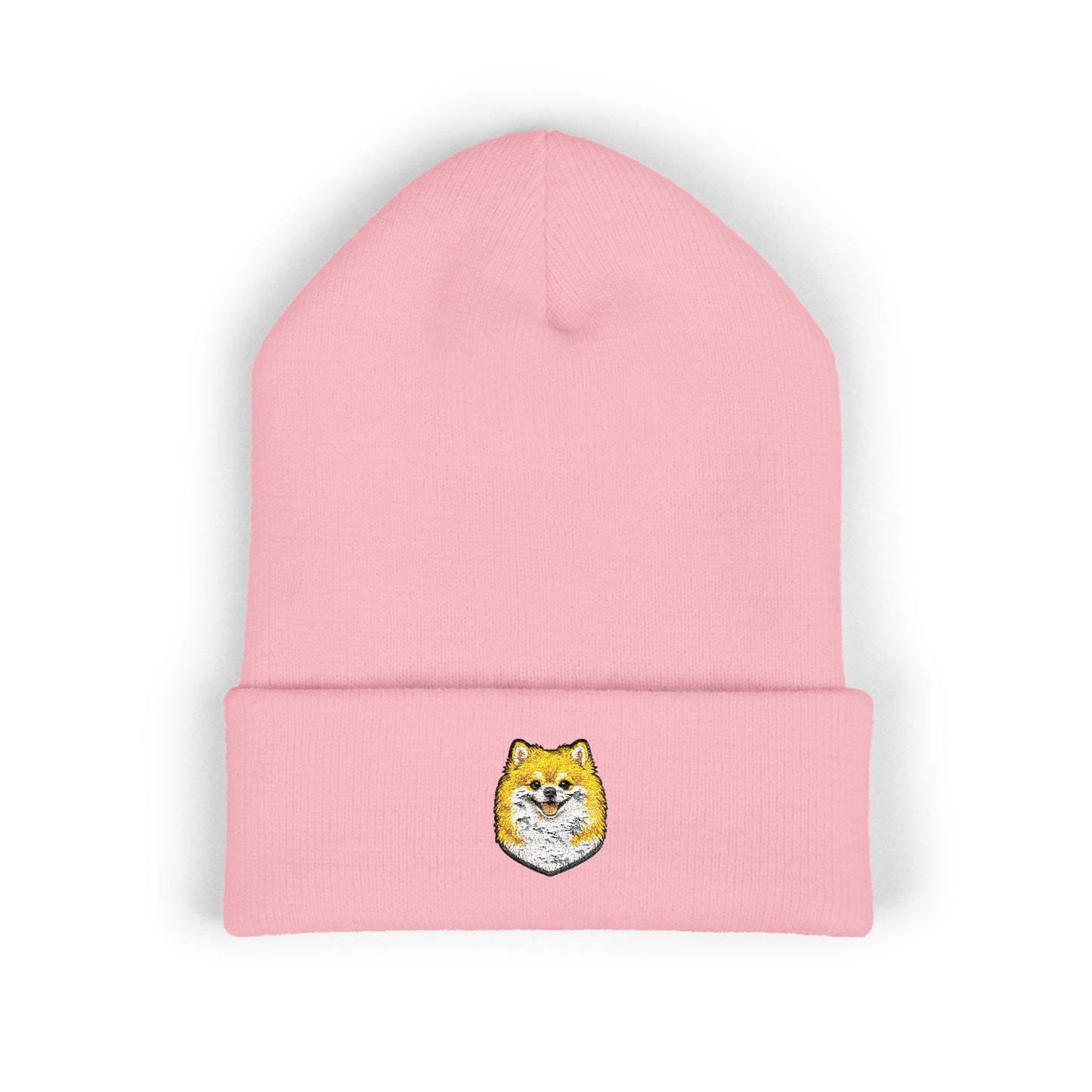Pomeranian Embroidered Beanie | Cuffed Knit Hat