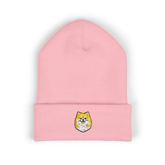 Pomeranian Embroidered Beanie | Cuffed Knit Hat