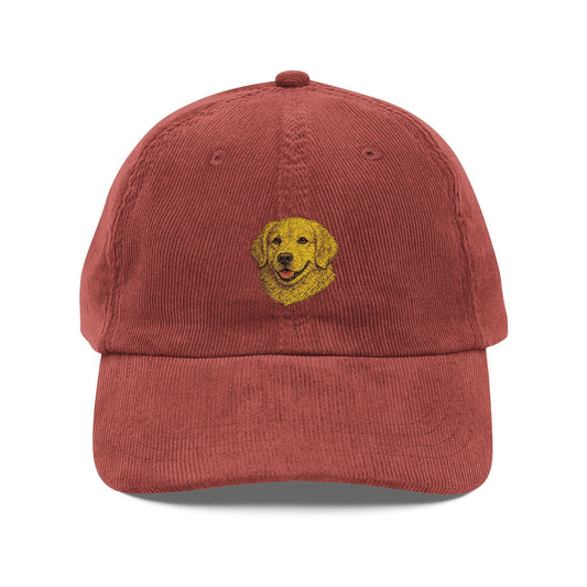 Vintage Corduroy Golden Retriever Ball Cap (Embroidery)