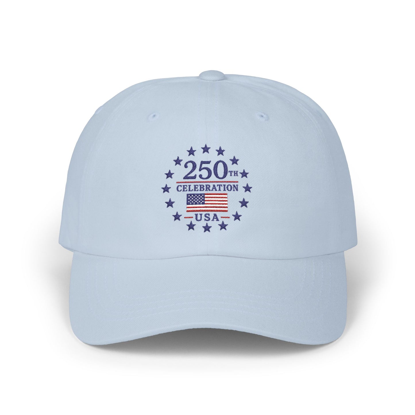 250th Celebration USA Embroidery Classic Dad Cap | Patriotic 13 Stars Emblem July 4th