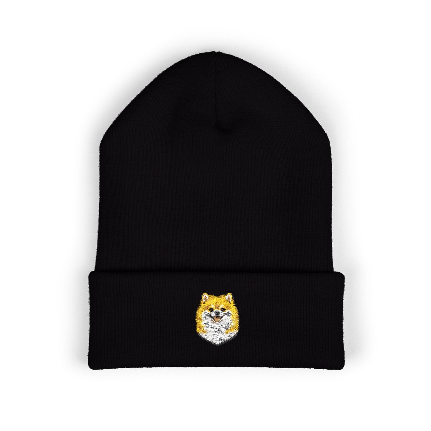 Pomeranian Embroidered Beanie | Cuffed Knit Hat