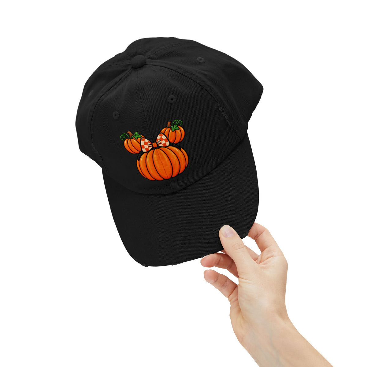 Fall Pumpkin  Ears Cap | Distressed Baseball Hat, Halloween Fall