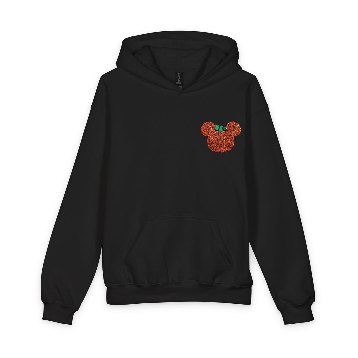Fall Embroidered Pumpkin Softstyle Youth Midweight Hooded Sweatshirt