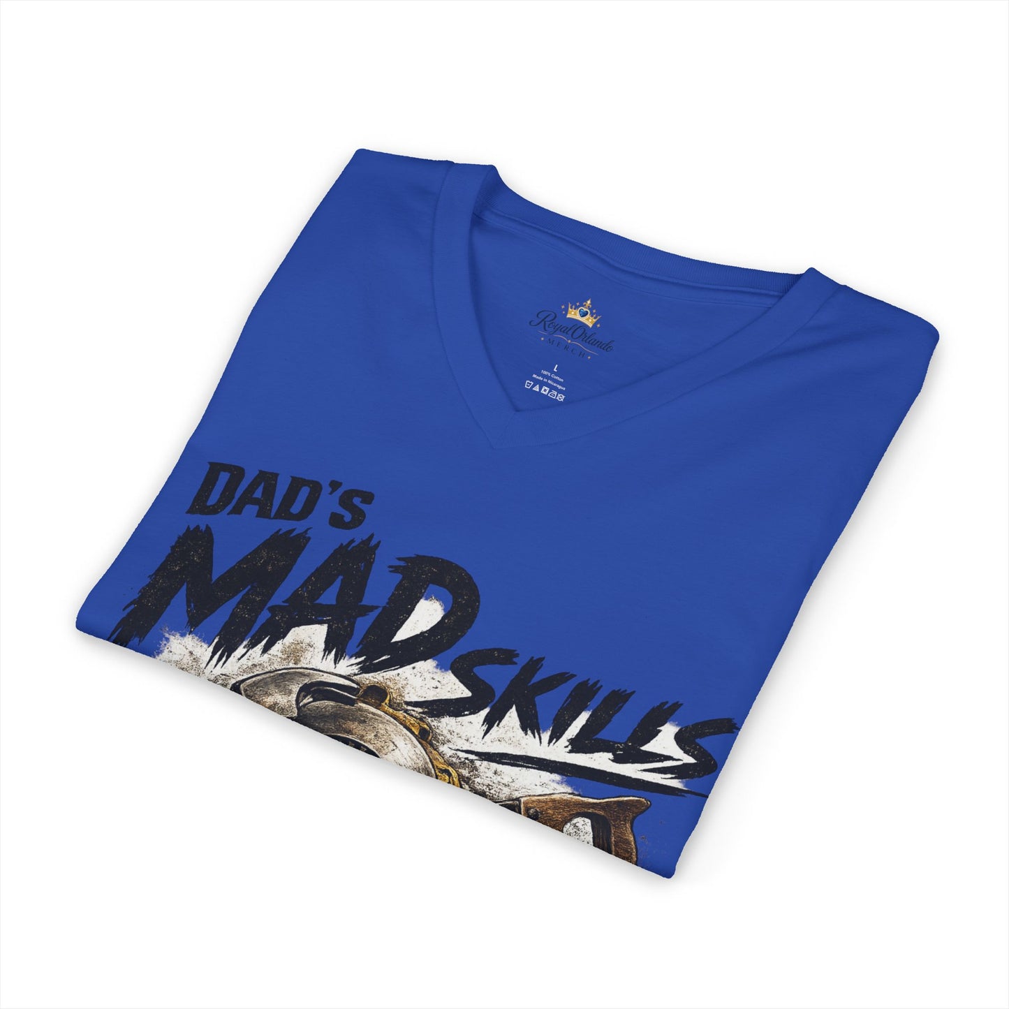Dad's Mad Skills Pay The Bills V-Neck T-Shirt | Tool Belt Graphic Tee