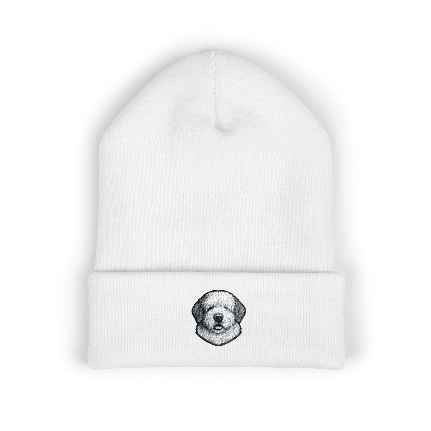 Old English Sheepdog Embroidered Beanie | Cuffed Knit Hat