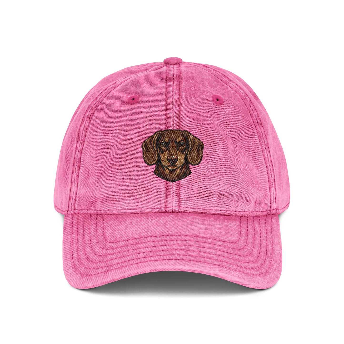 Embroidered Dachshund Head Cap | Vintage Distressed Baseball Hat
