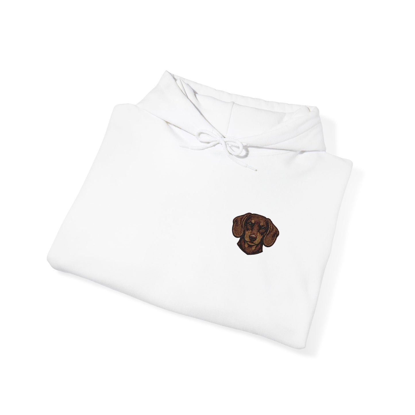 Dachshund embroidered design on hooded sweatshirt
