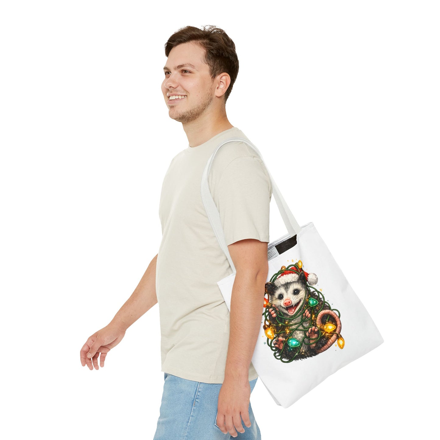Christmas Opossum Tote Bag — Cute Holiday Animal Holiday Shopping Bag