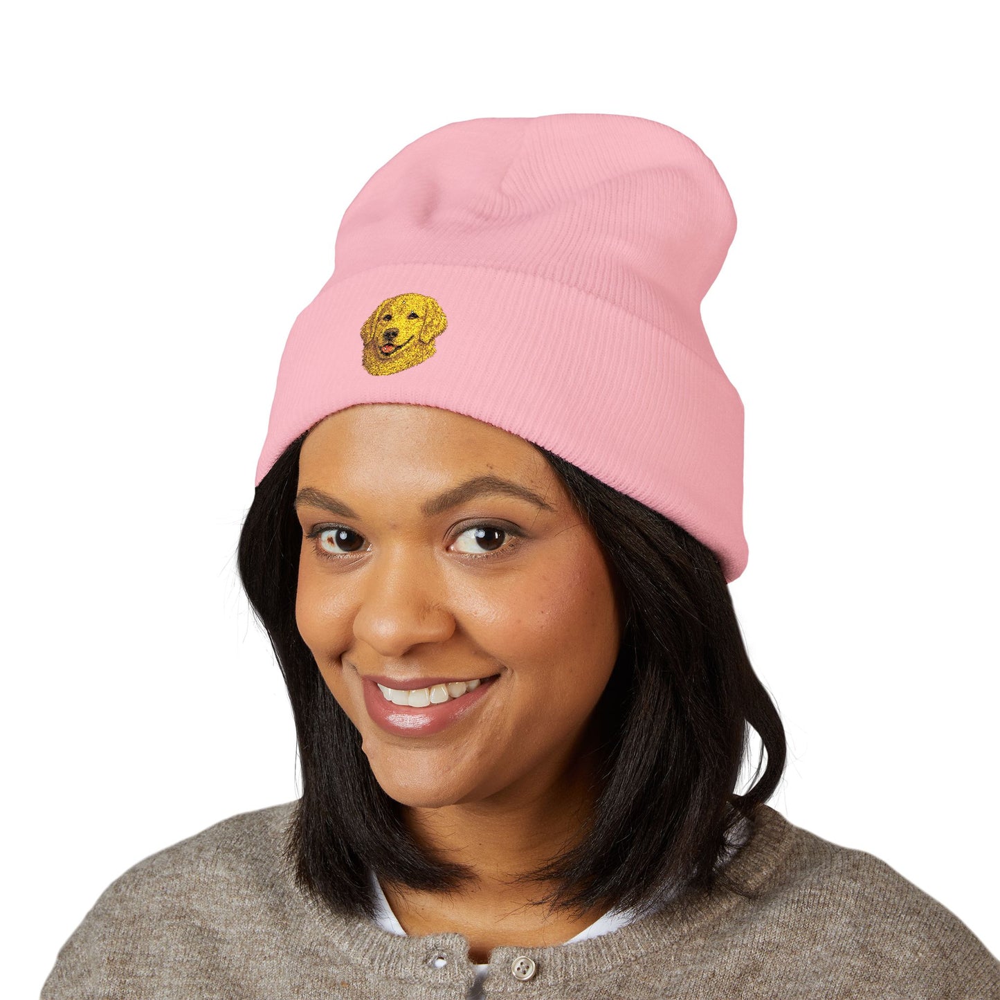 Golden Retriever Embroidered Beanie | Cuffed Knit Hat