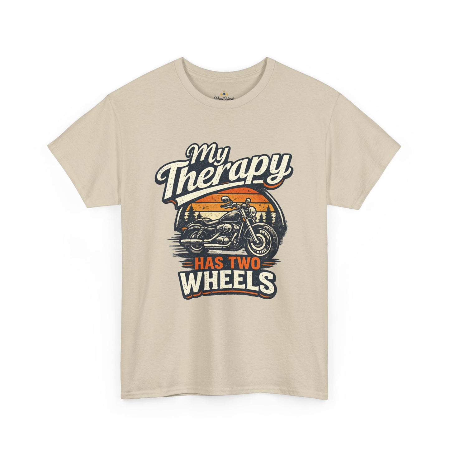 My Therapy Has Two Wheels Motorcycle Tee | Biker Riding Sunset Design