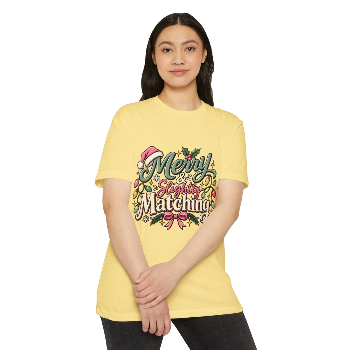 Christmas T-Shirt — "Merry & Slightly Matching" Festive Holiday Tee- Family pajamas
