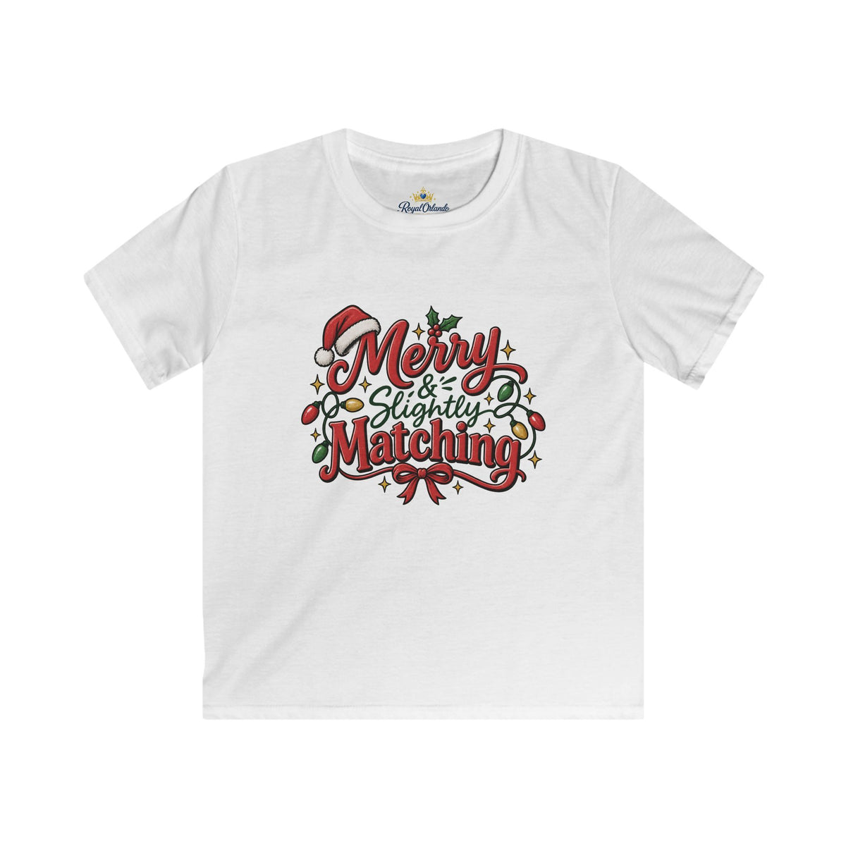 Kids T-Shirt — "Merry & Slightly Matching" Christmas Holiday Tee friends or family matching pajama shirt