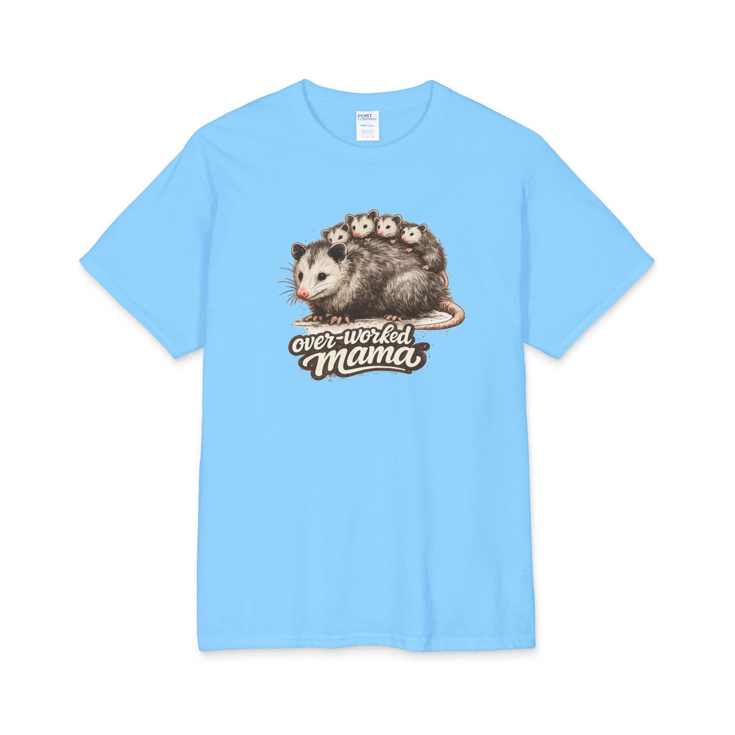 Opossum with Babies overworked mama Tee | Mom Life Graphic Shirt Mother's day