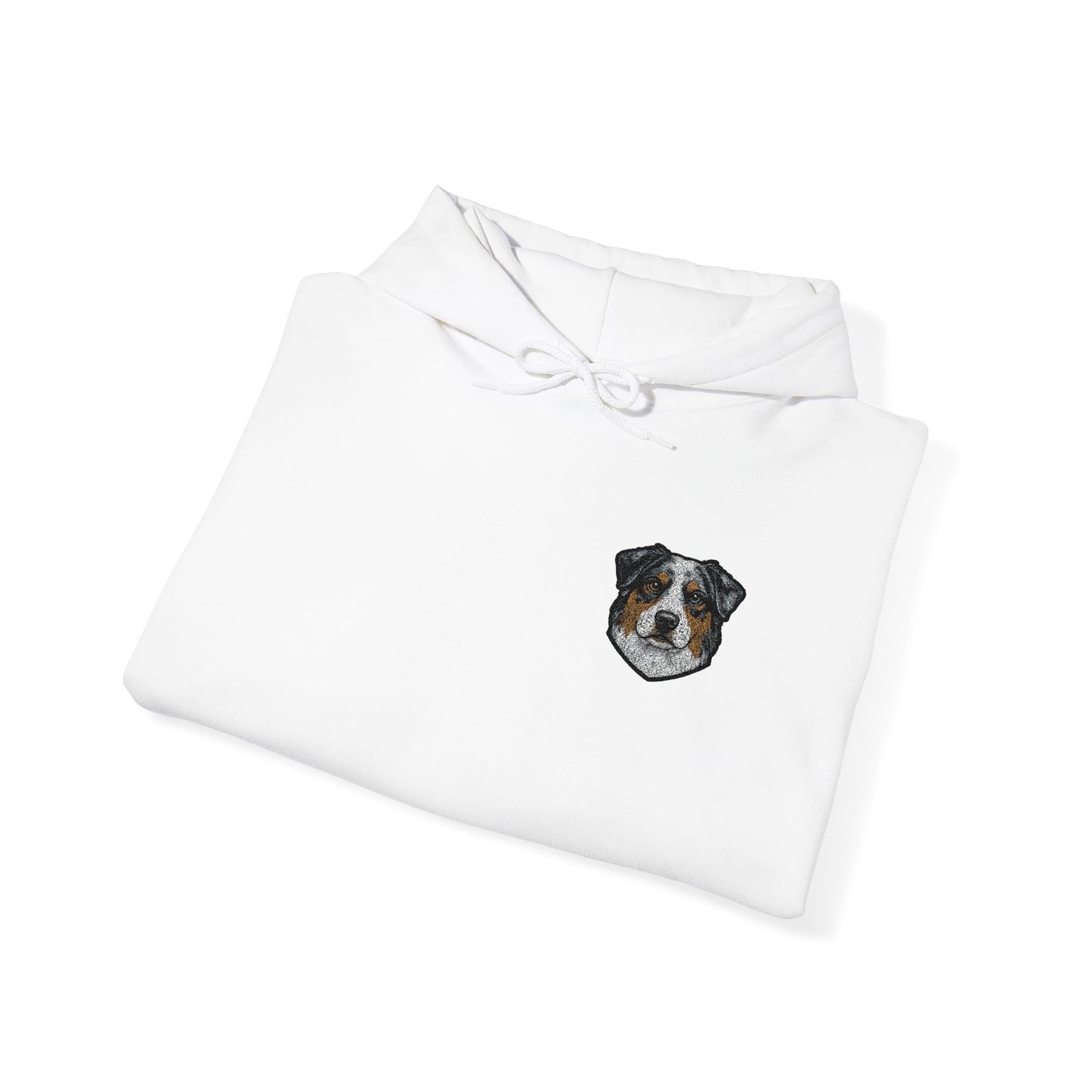 Australian Shepherd embroidered design on hooded sweatshirt