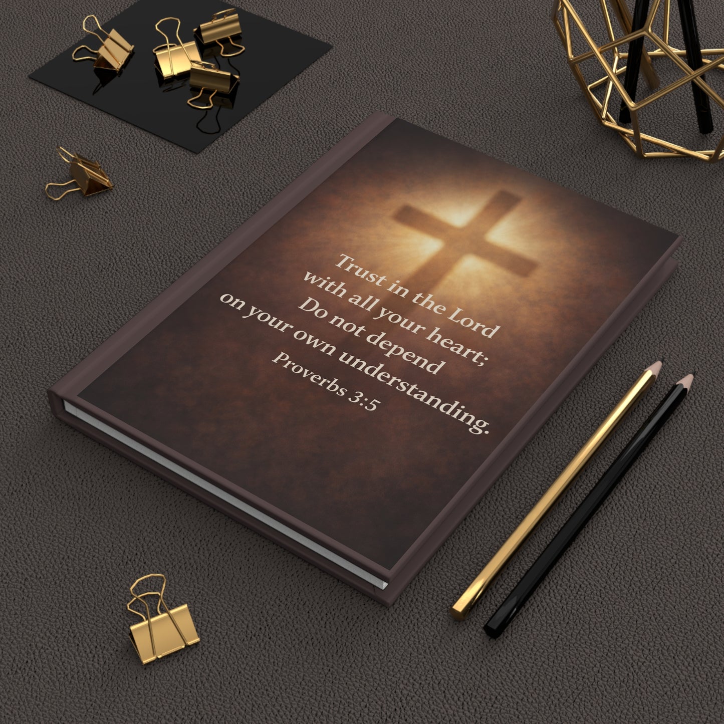 Proverbs 3:5 Cross Scripture Hardcover Journal | Faith Notebook