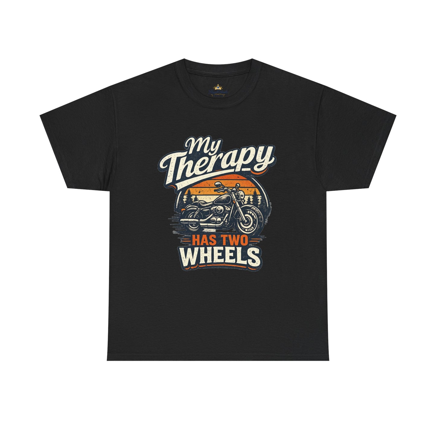 My Therapy Has Two Wheels Motorcycle Tee | Biker Riding Sunset Design