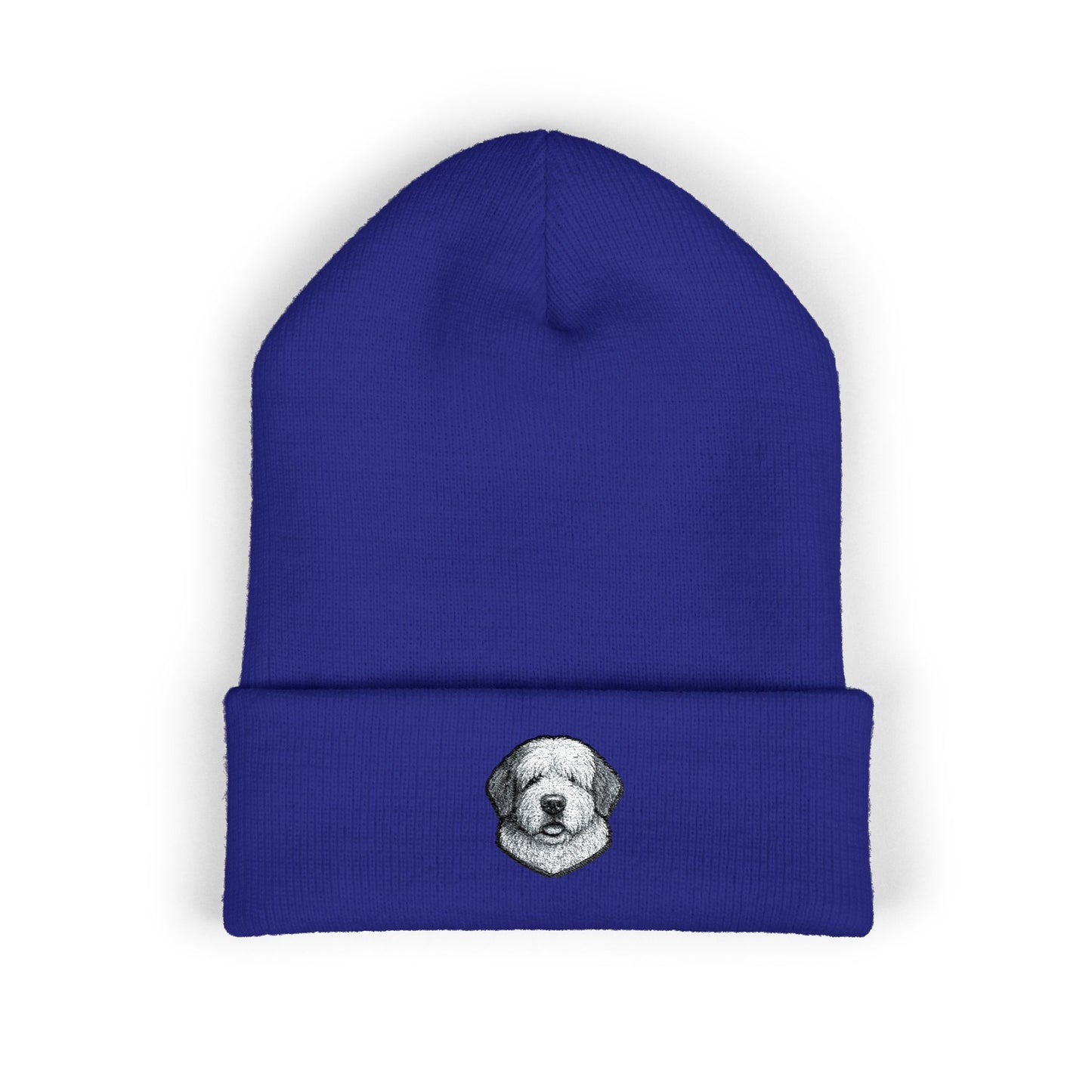 Old English Sheepdog Embroidered Beanie | Cuffed Knit Hat