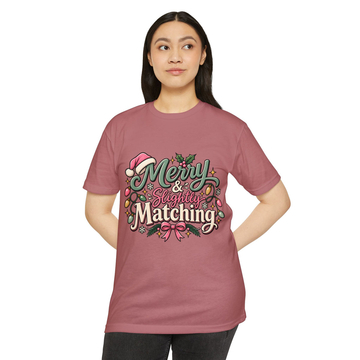 Christmas T-Shirt — "Merry & Slightly Matching" Festive Holiday Tee- Family pajamas