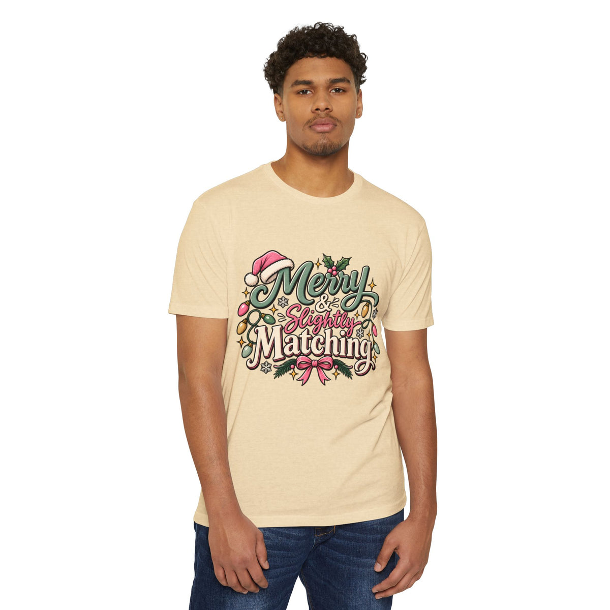 Christmas T-Shirt — "Merry & Slightly Matching" Festive Holiday Tee- Family pajamas