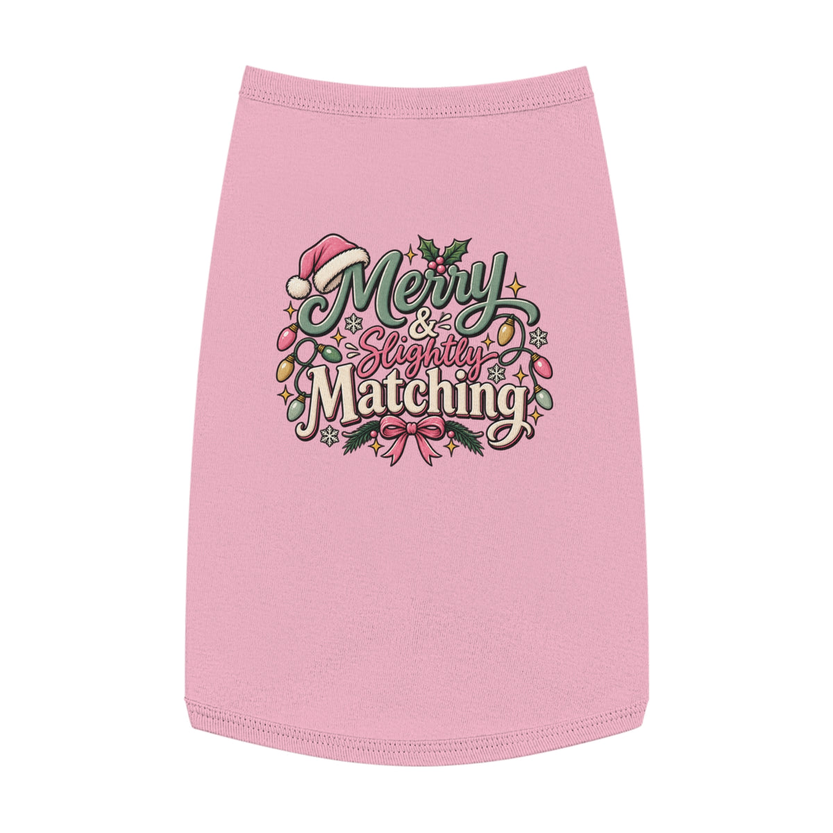 Merry & Slightly Matching Pet Tank Top — Holiday Dog Tee- Part of friends or family matching holiday tee set