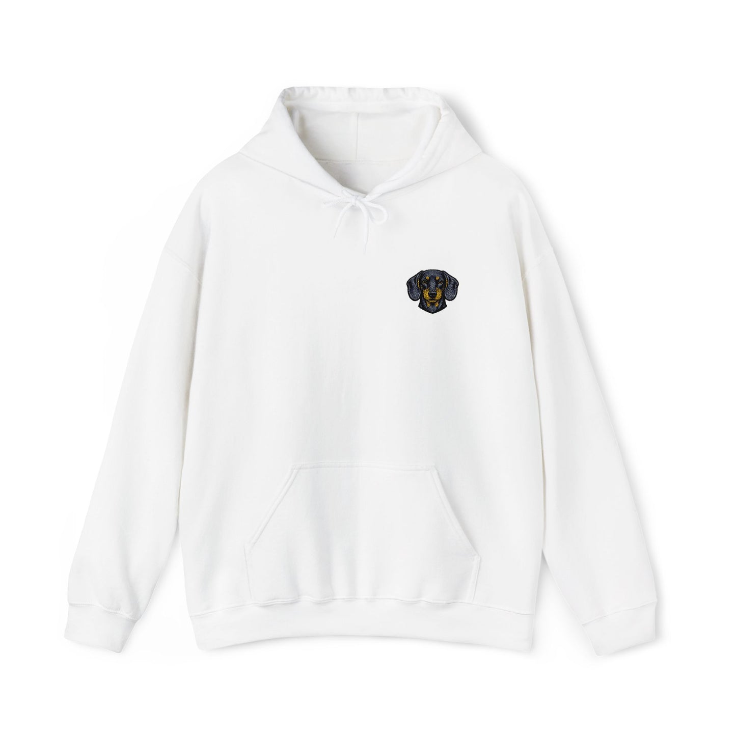Dachshund embroidered design on hooded sweatshirt
