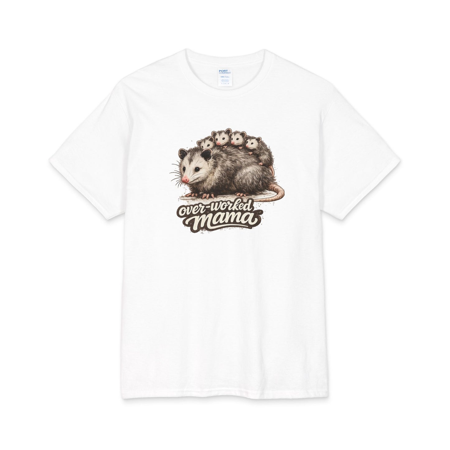Opossum with Babies overworked mama Tee | Mom Life Graphic Shirt Mother's day