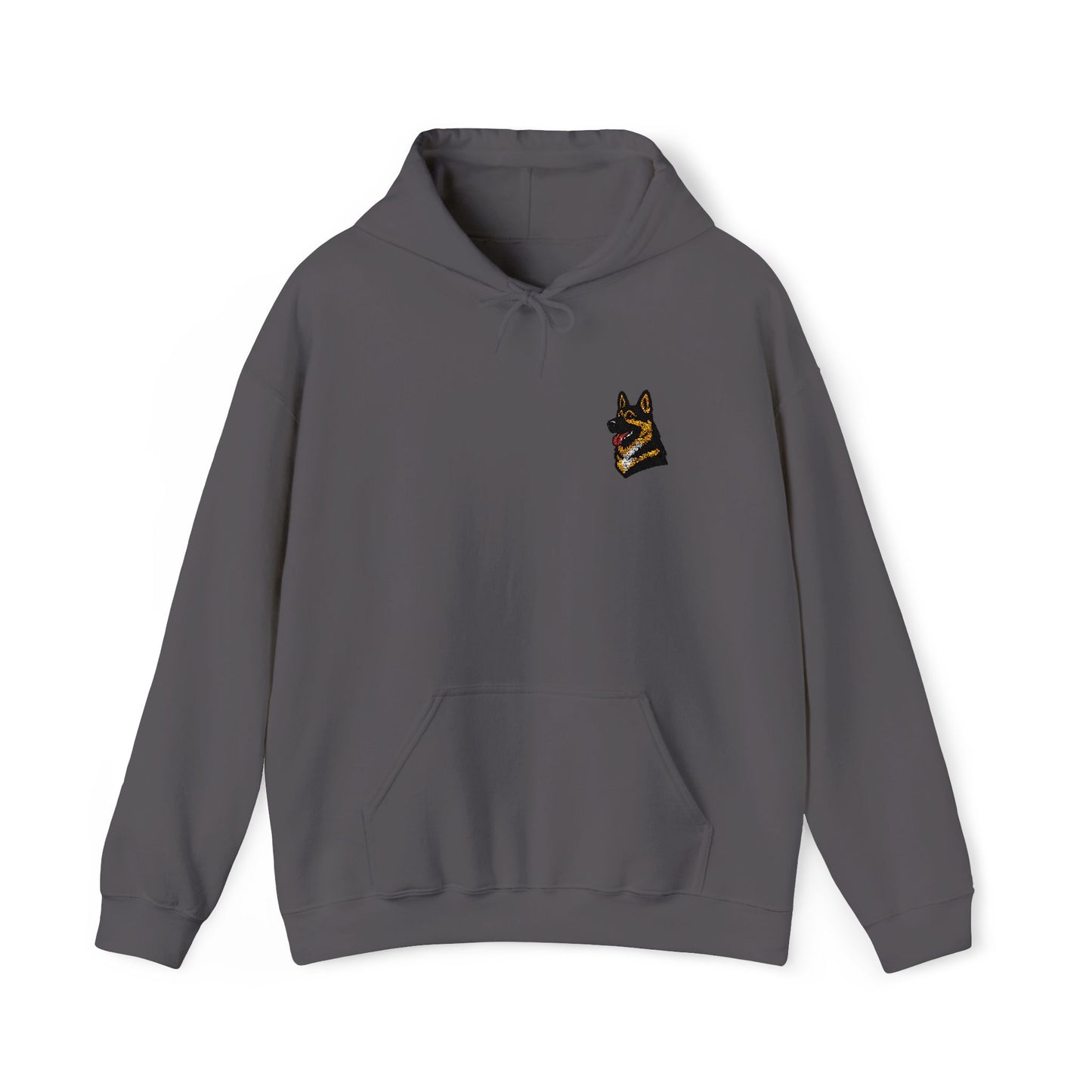 German Shepherd embroidered design on hooded sweatshirt