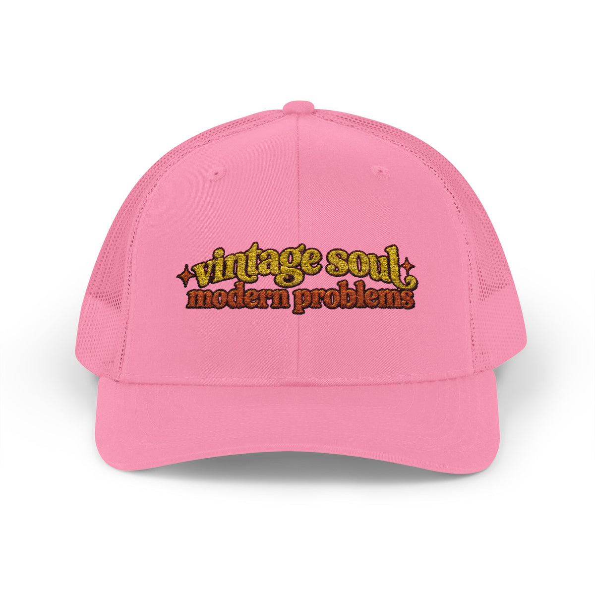 Vintage Soul modern problems Trucker Cap | Retro Script Embroidery