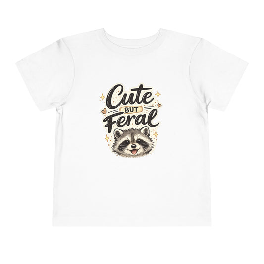 Cute But Feral Raccoon Toddler Tee | Kids Animal Graphic Shirt