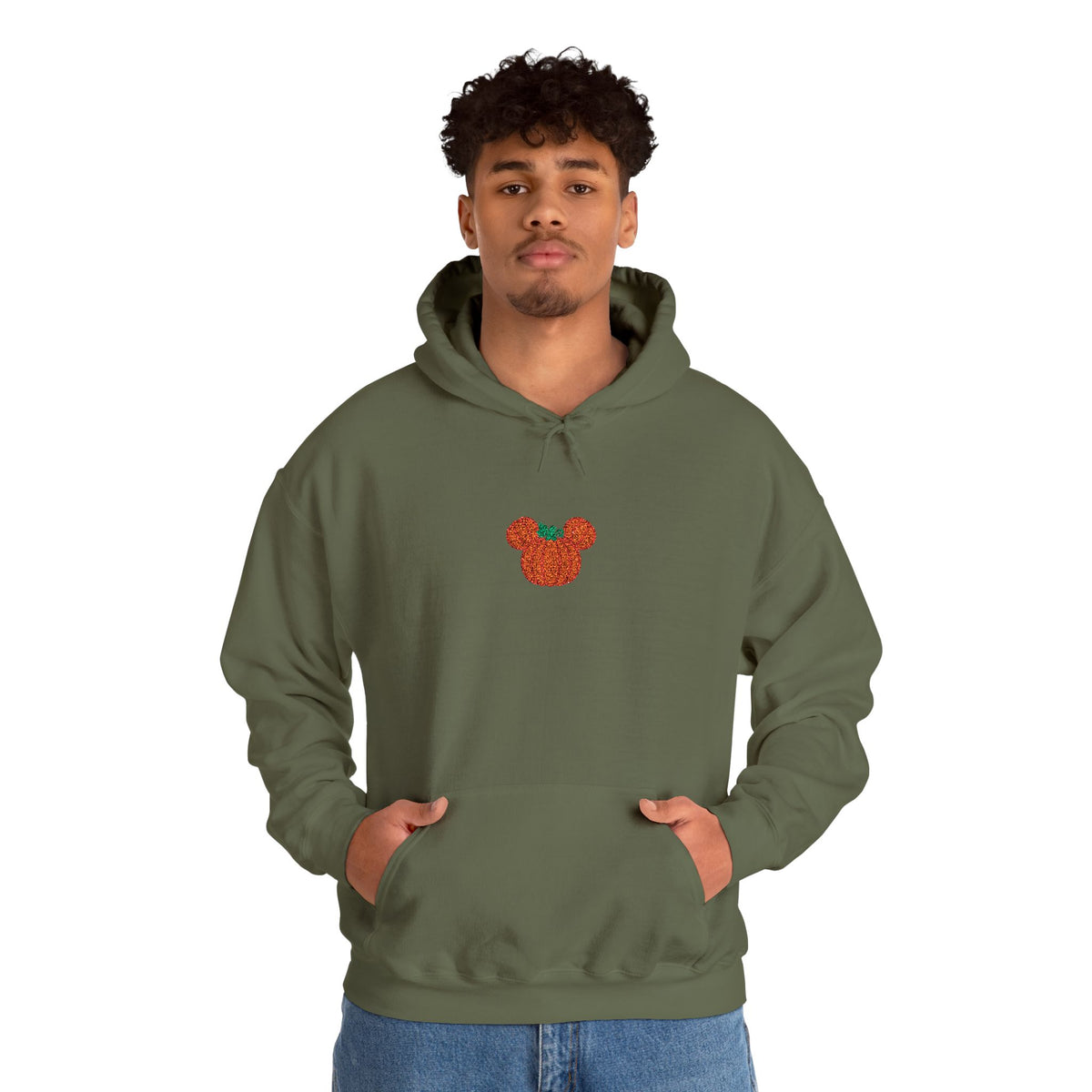 Fall Pumpkin Embroidered Ears silhouette Hoodie | Halloween pumpkin ears sweatshirt