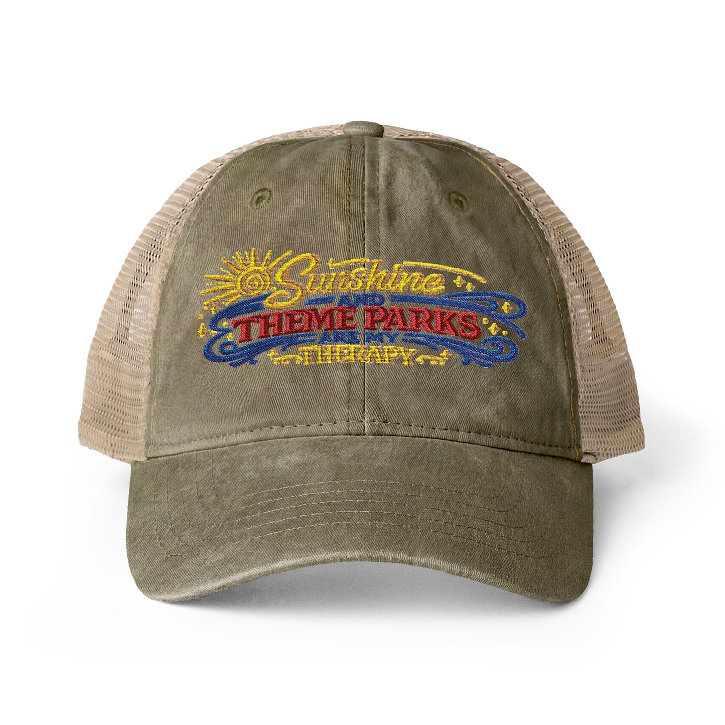 Women's Washed Mesh-Back Cap Sunshine and theme parks are my therapy vacation hat