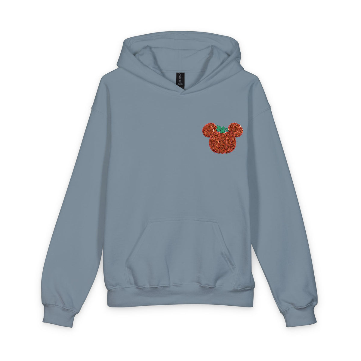 Fall Embroidered Pumpkin Softstyle Youth Midweight Hooded Sweatshirt