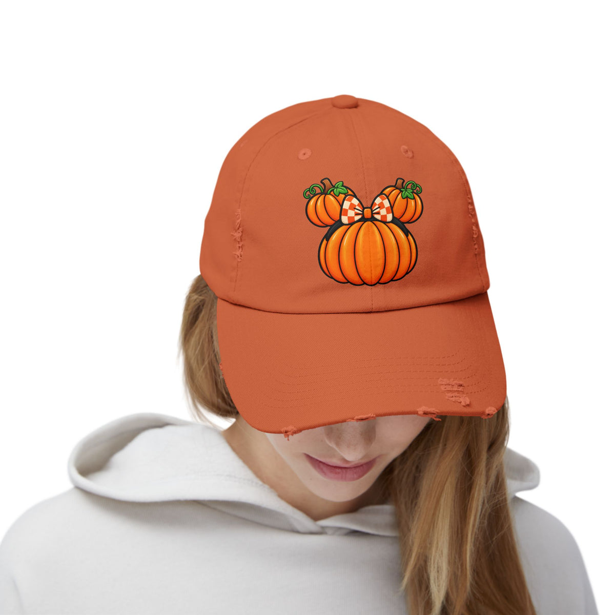 Fall Pumpkin  Ears Cap | Distressed Baseball Hat, Halloween Fall