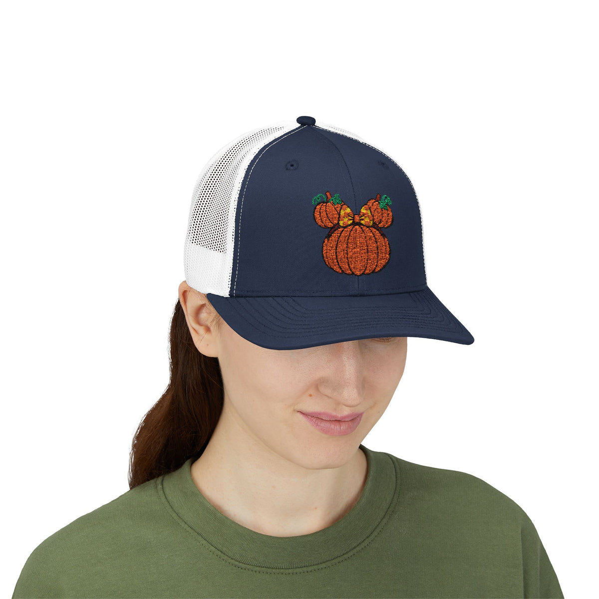 Fall Pumpkin Trio Snapback Cap | Autumn Harvest Embroidered Trucker Hat