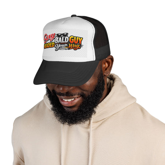 Sexy Bald Guy Headed Your Way Trucker Cap | Retro Sunglasses Design