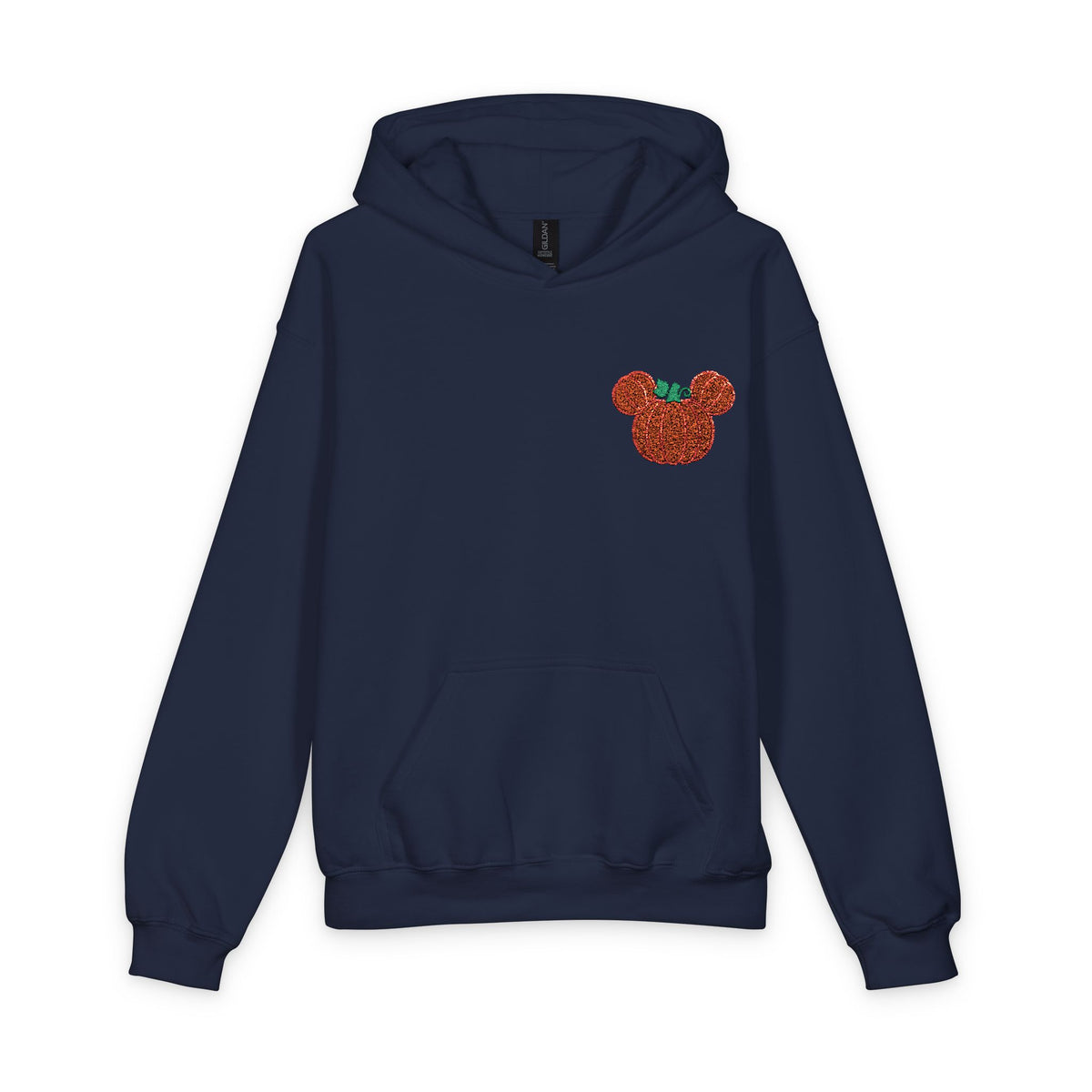 Fall Embroidered Pumpkin Softstyle Youth Midweight Hooded Sweatshirt