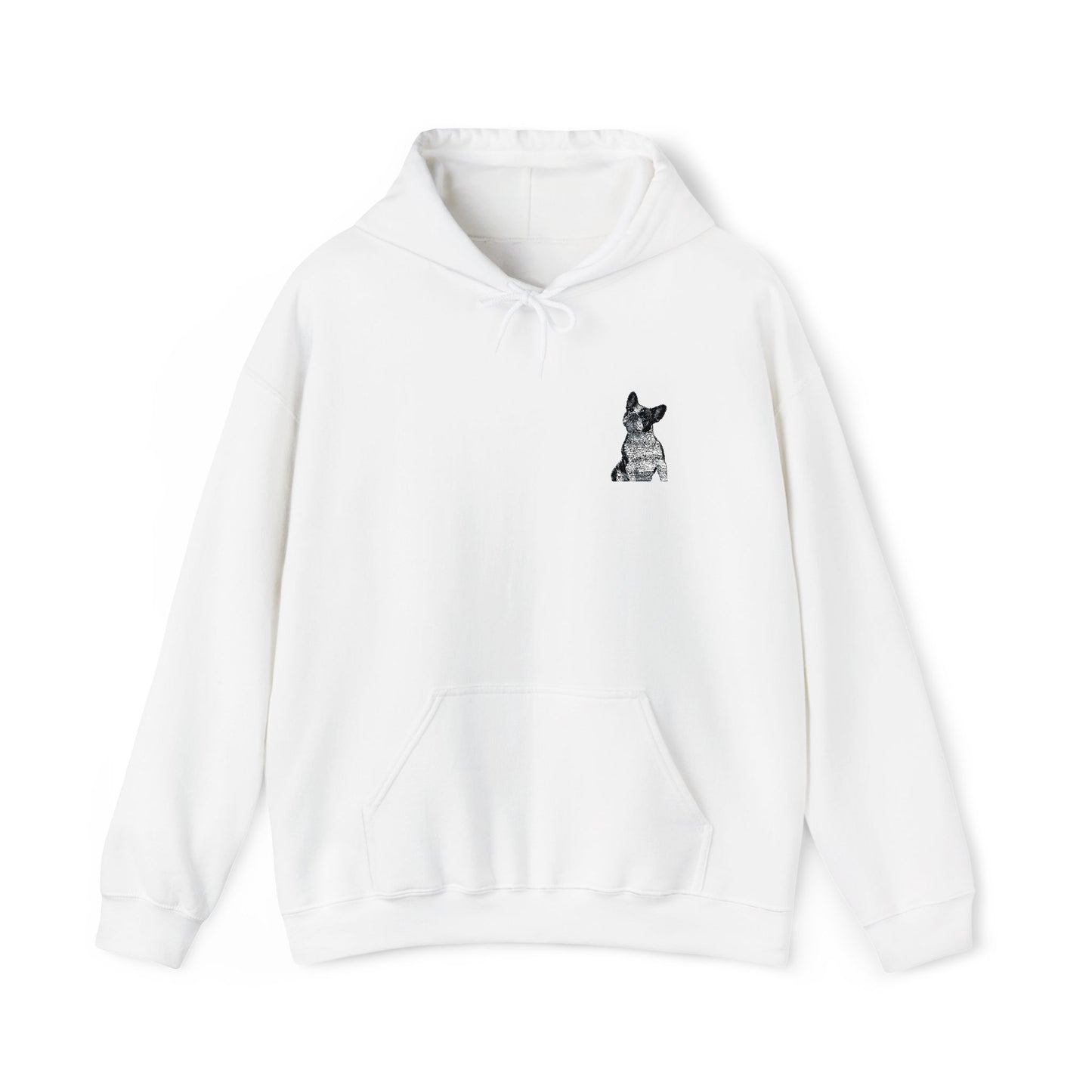 French Bulldog embroidered design on hooded sweatshirt
