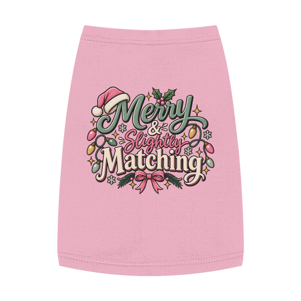 Merry & Slightly Matching Pet Tank Top — Holiday Dog Tee- Part of friends or family matching holiday tee set