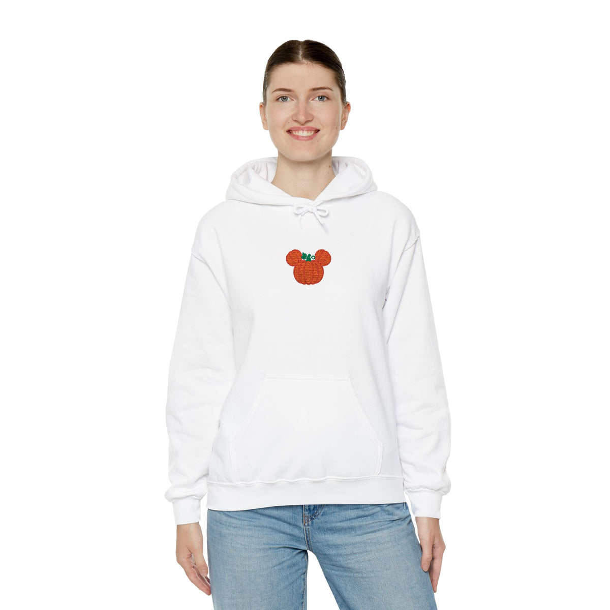 Fall Pumpkin Embroidered Ears silhouette Hoodie | Halloween pumpkin ears sweatshirt