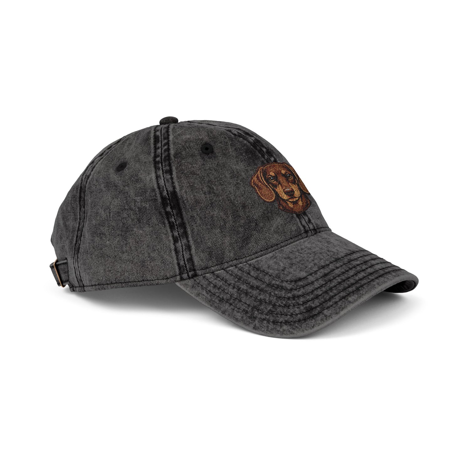 Embroidered Dachshund Head Cap | Vintage Distressed Baseball Hat