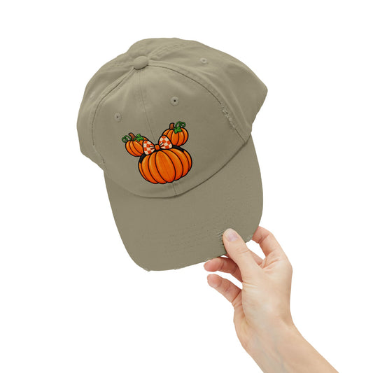 Fall Pumpkin  Ears Cap | Distressed Baseball Hat, Halloween Fall