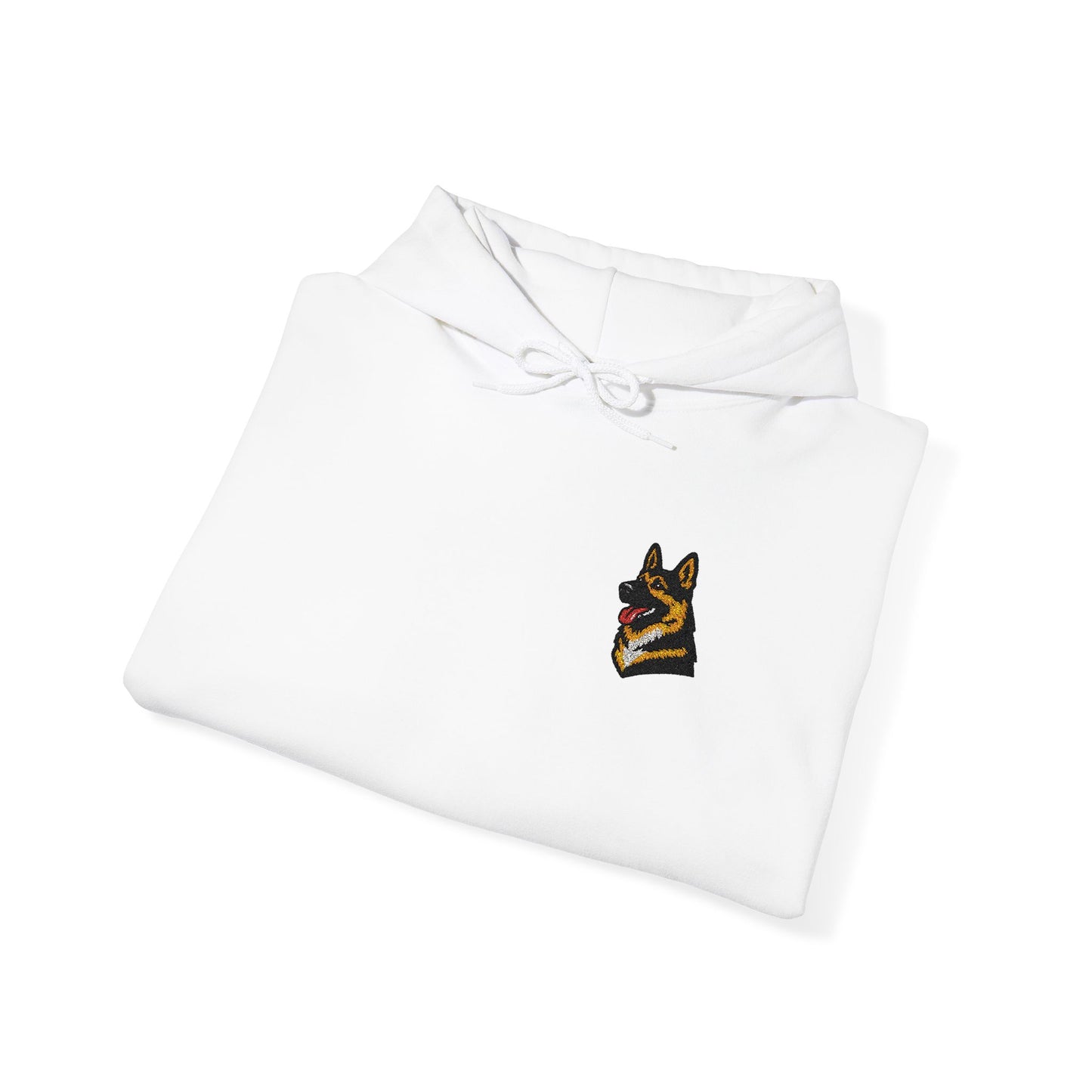 German Shepherd embroidered design on hooded sweatshirt
