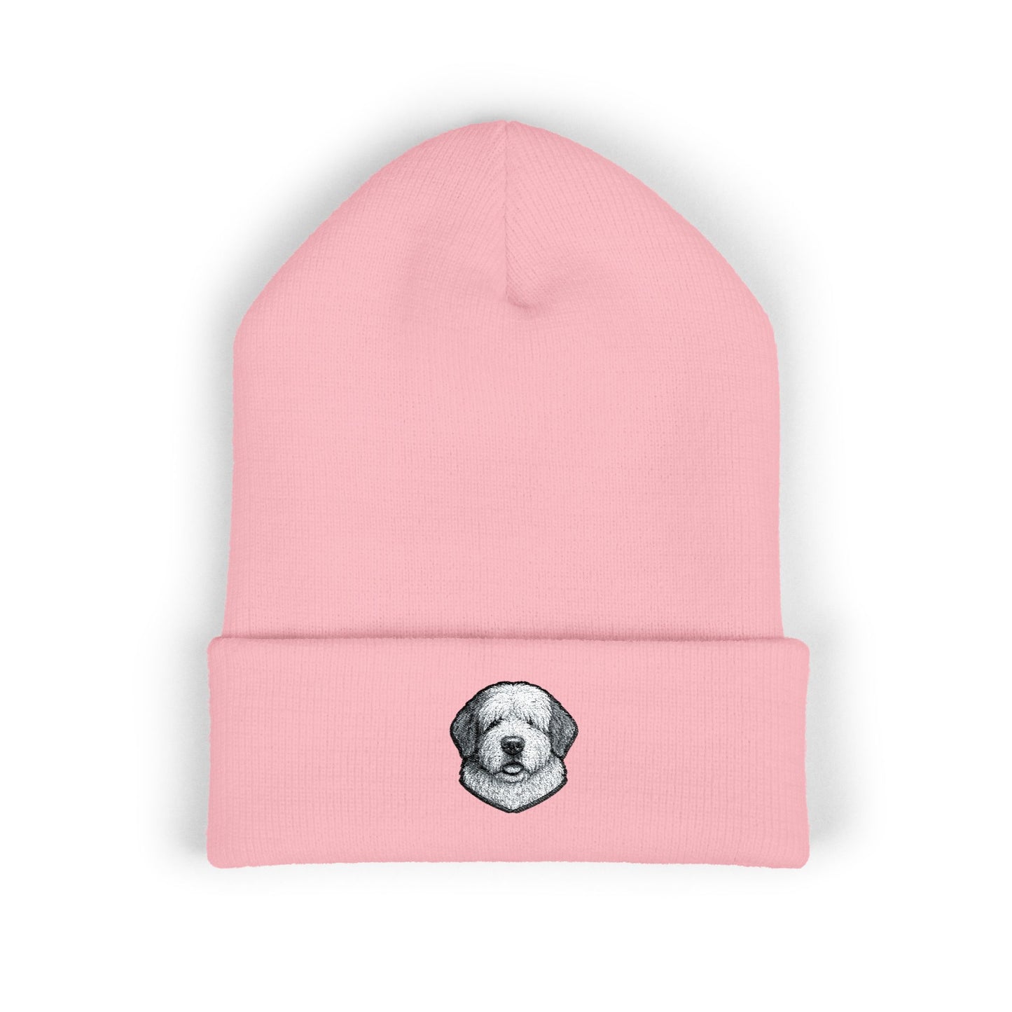 Old English Sheepdog Embroidered Beanie | Cuffed Knit Hat