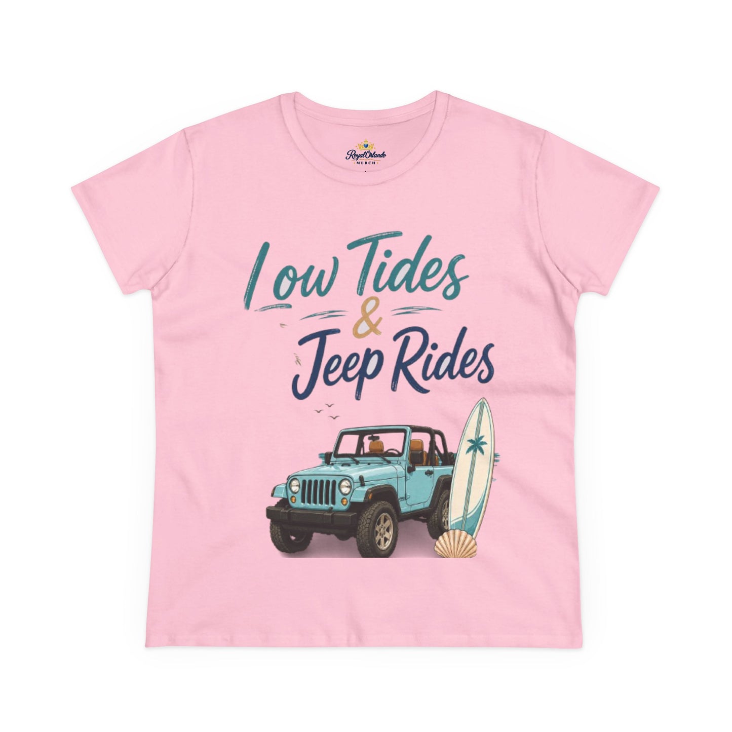 Low Tides & Jeep Rides Women's Tee — Beachy Surf Jeep Graphic T-Shirt