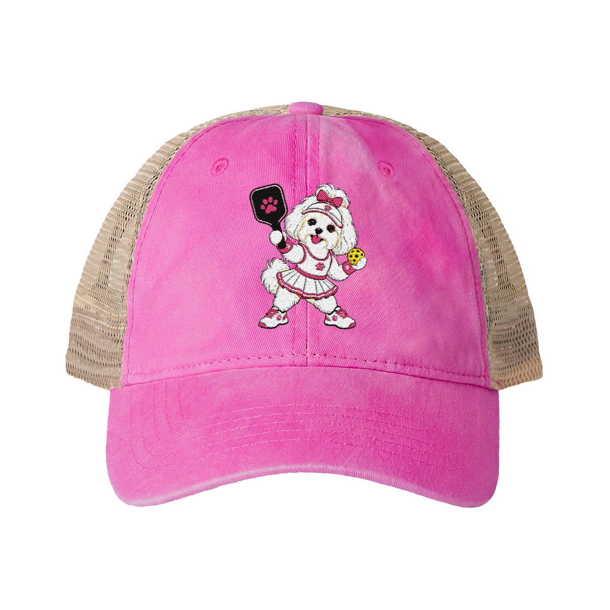 Pickleball Maltese Women's Washed Mesh-Back Cap