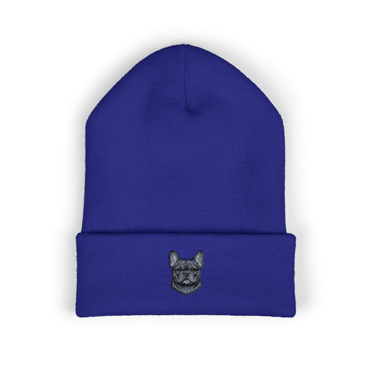 French Bulldog Embroidered Beanie | Cuffed Knit Hat